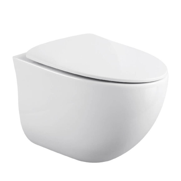 Подвесной унитаз (530x375x380), W-751 Rimless, UF seat cover, Fixing screw, Black&White арт. 751W00