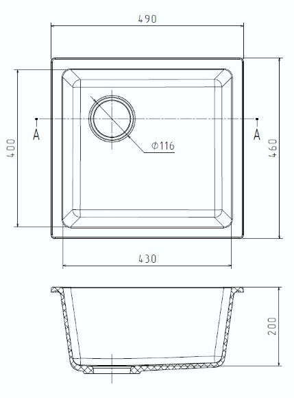 Кухонная мойка Berkana 485x455, 1 чаша, Rivelato, BK-45 beige scuro цвет: бежевый