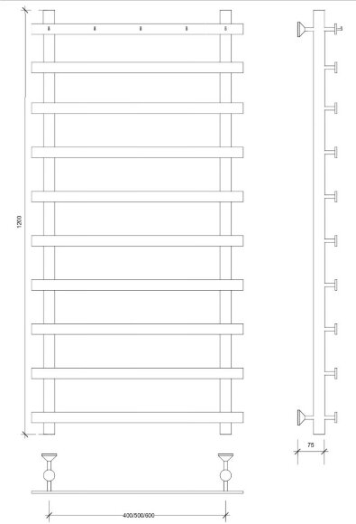 Полотенцесушитель водяной, черный, Secado 120x60, Понтида 1 К - 4673739227282 Полотенцесушитель водяной, черный, Secado 120x60, Понтида 1 К - 4673739227282