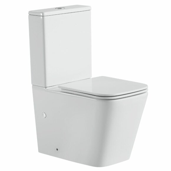 Унитаз компакт (640x360x840), W-7703 P-trap, Geberit, Rimless, anti-dirt, Black&White арт. 7703W