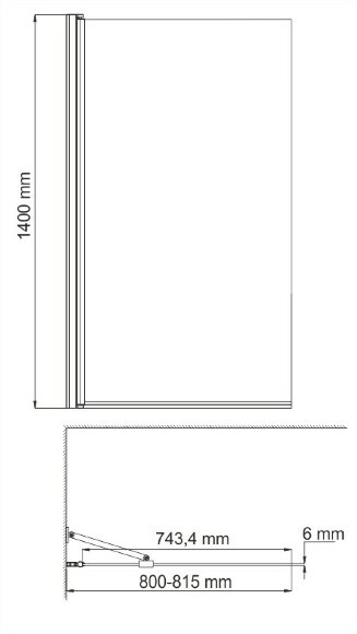 Стеклянная шторка на ванну Berkel 48P01-80WHITE Fixed 140x80 WasserKRAFT цвет: белый
