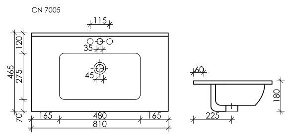 Умывальник накладной прямоугольный Sancos Element 810*465*180мм Умывальник накладной прямоугольный Sancos Element 810*465*180мм