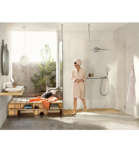 Hansgrohe верхний душ с настенным кронштейном, Rainmaker Select, матовый хром арт. 24013400