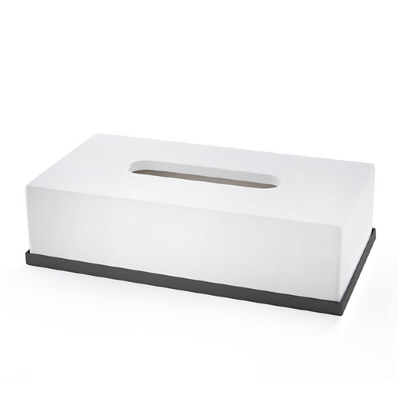 3SC Контейнер для бумажных салфеток, 24х7х13 см, прямоугольный, настольный, композит Solid Surface,  Mood Deluxe цвет: белый арт. MDW70ANO