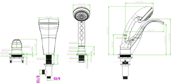 Смеситель на борт ванны Cobra 400 Золото Boheme