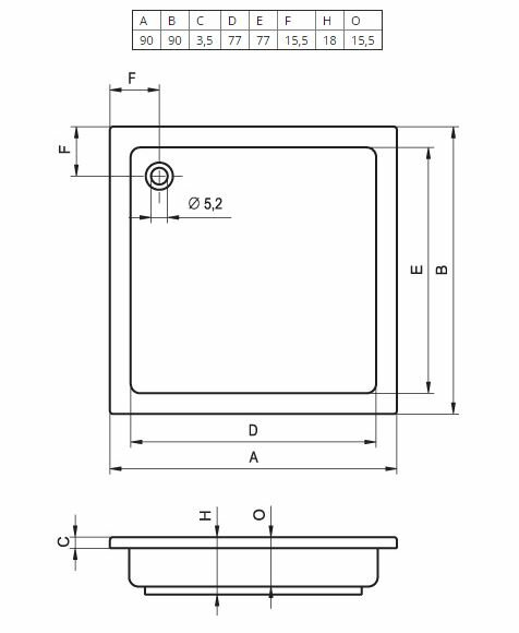 Акриловый душевой поддон Riho Saturnus 90x90 белый DC0400500000000