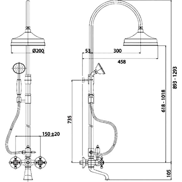Душевая система GOLF Бронза Cezares - GOLF-CVD-02-Bi