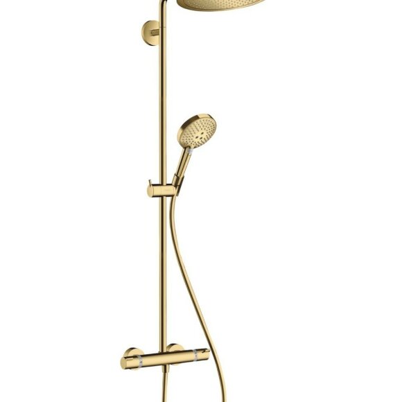 Hansgrohe душевая система с термостатом, Croma Select S, глянцевое золото арт. 26890990