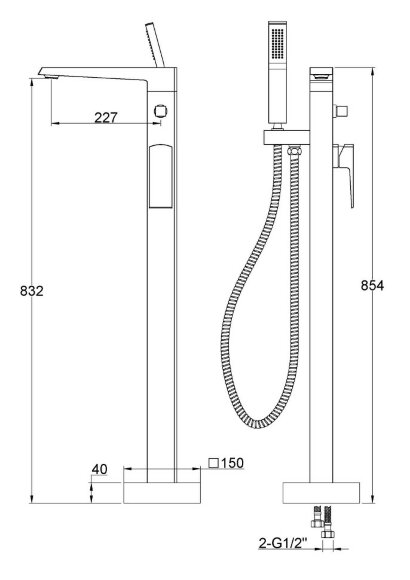BelBagno Напольный смеситель глянцевый хром, однорычажный, ARLIE, арт. ARL-FMTA-CRM
