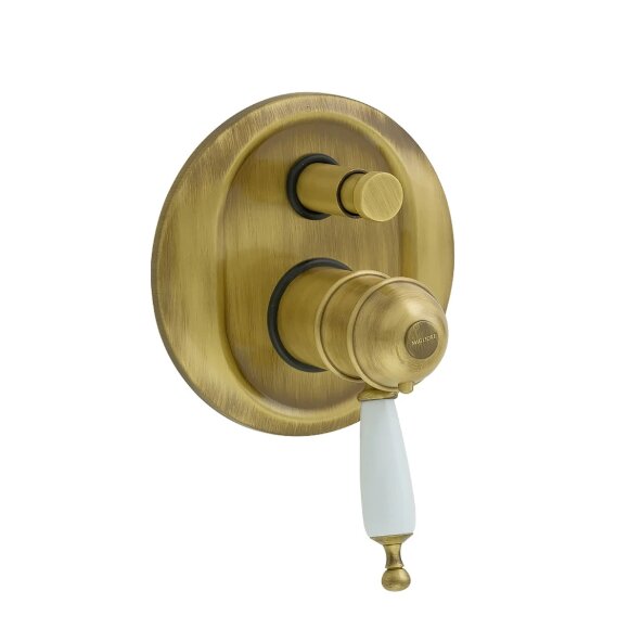 Смеситель скрытого монтажа моноком., термостат., 2-х поз.с девиатором, ручка белая, Migliore Oxford, бронза арт. 19102 Смеситель скрытого монтажа моноком., термостат., 2-х поз.с девиатором, ручка белая, Migliore Oxford, бронза арт. 19102