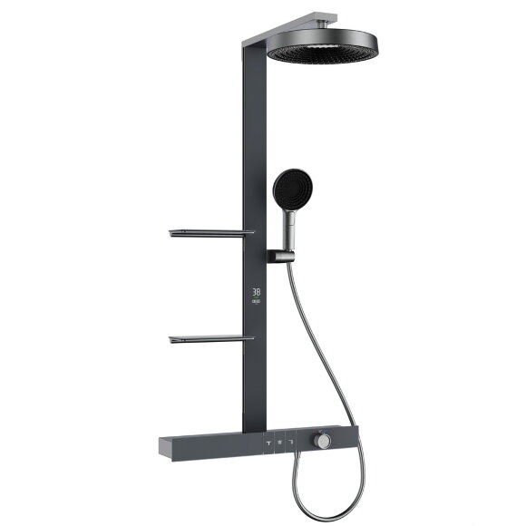 Душевая стойка (610x584x1224), GH-9005-GM, Piano Thermostat Digital, Gunmetal, Black&White арт. 9005GM
