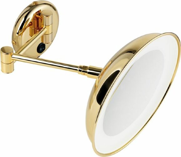 Настенное круглое косметическое зеркало (4x) с LED подсветкой (скрытая проводка) STIL HAUS, золото - 1036(16)