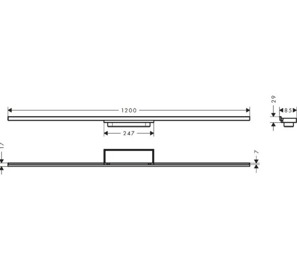 Hansgrohe внешняя часть трапа для душа Minimalistic, 120 см, с регулировкой по высоте, RainDrain, глянцевый хром арт. 56223000
