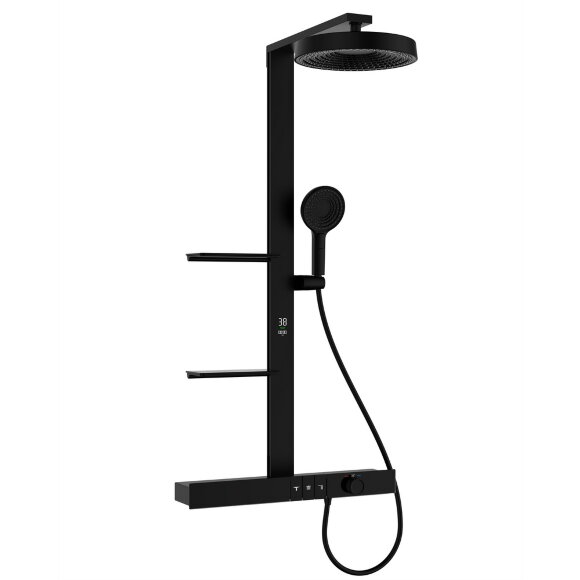 Душевая стойка (610x584x1224), GH-9005-MB, Piano Thermostat Digital, Matt Black, Black&White арт. 9005