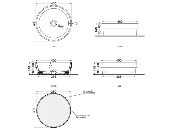 Раковина полувстраиваемая CIELO ENJOY EJLASIT MU 40см, цвет: зеленый матовый