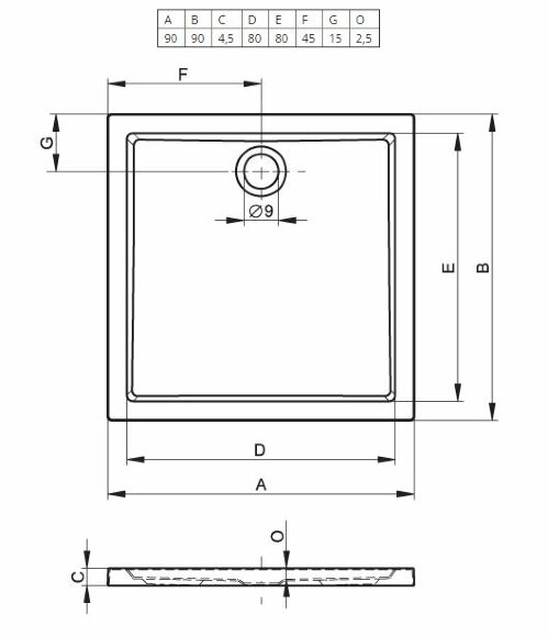 Акриловый душевой поддон Riho Zurich 250 90x90 белый DA5800500000000