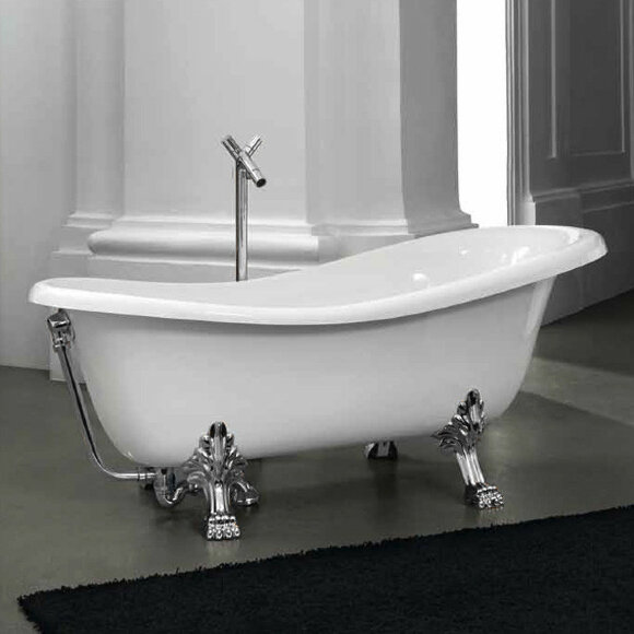 Ванна отдельностоящая на лапах, со слив-переливом, ARTCERAM Hermitage - HEW001 71 cr, цвет: Белый