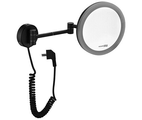 Зеркало с LED-подсветкой, 3-х кратным увеличением K-1004BLACK  WasserKRAFT цвет: Черный