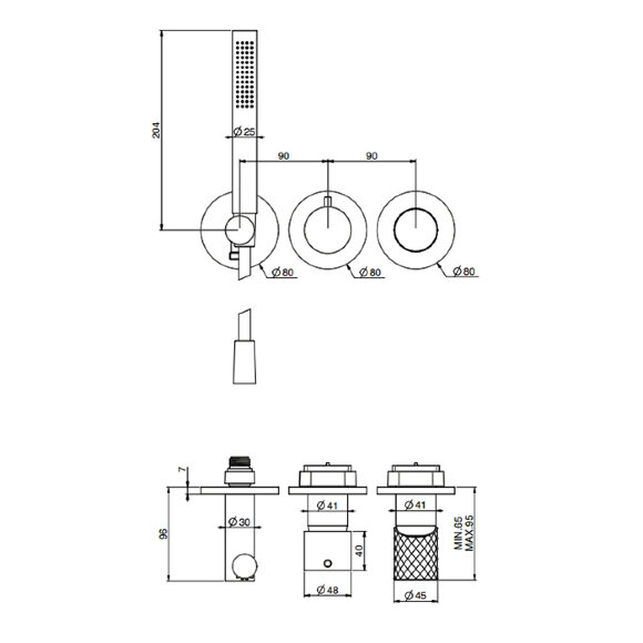 Смеситель для душа с душевым комплектом Carlo Frattini Spillo Up F3049X8RA цвет: медь Смеситель для душа с душевым комплектом Carlo Frattini Spillo Up F3049X8RA цвет: медь