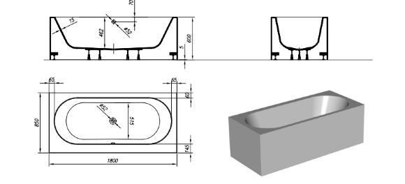 Ванна ATYS 180X85/O WHITE Kolpa-San арт. 922840