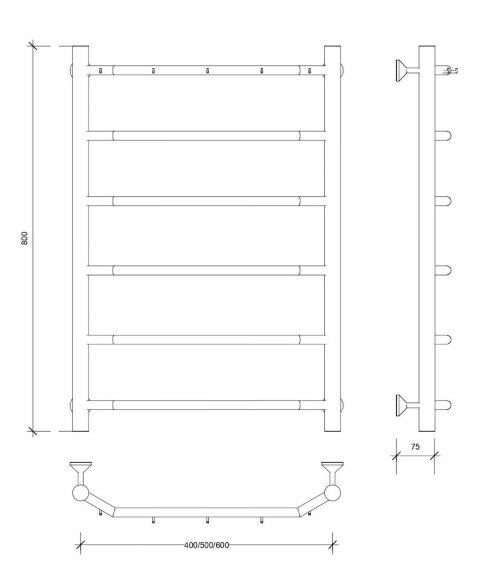 Полотенцесушитель водяной, хром, Secado 80x50, Агата 1 К - 4603759402208