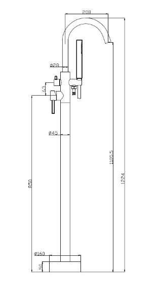 BelBagno Напольный смеситель матовый черный матовый,однорычажный, NOVA, арт. NOV-FMT-NERO