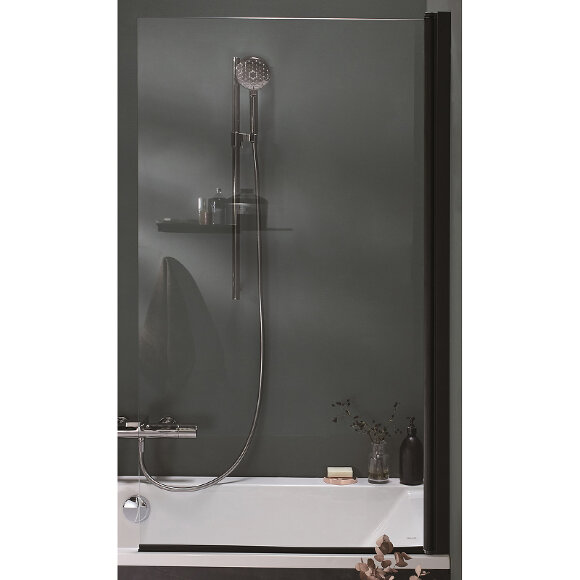 Шторка на ванну Struktura 80x140 профиль черный стекло прозрачное  Jacob Delafon арт. E6D042-BLV
