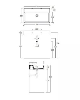 Раковина без отв. Наклад./Подвес.-81*46см, AGILE Simas, керамика, белая арт. AG81 bi0