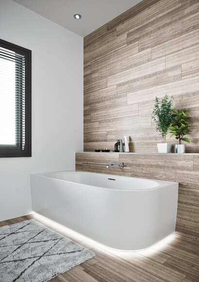 Акриловая ванна DESIRE CORNER RECHTSVELVET 180x84 - WHITE MATTRIHO FALL - CHROMSPARKLE SYSTEM/LED RIHO арт. BD05 (BD05C15S1WI1170)