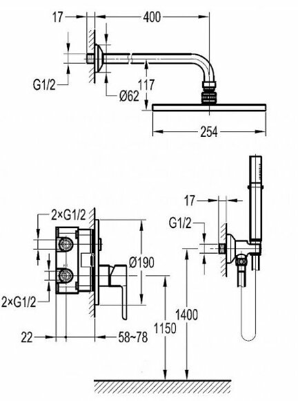 Душевая система ECO Черный матовый Cezares - ECO-DSET-NOP Душевая система ECO Черный матовый Cezares - ECO-DSET-NOP
