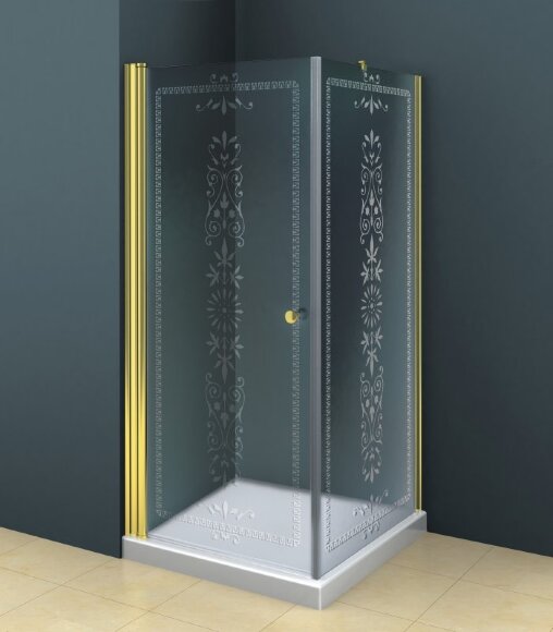 Душевой уголок с матовым узором ROYAL PALACE Золото Cezares - ROYAL PALACE-A-AH-1-90/100-CP-G