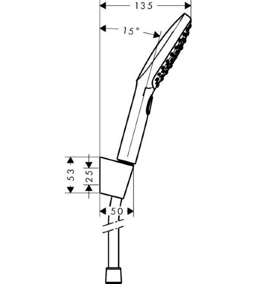 Hansgrohe душевой набор с держателем и шлангом 160см, Raindance Select E, матовый хром арт. 26720400 Hansgrohe душевой набор с держателем и шлангом 160см, Raindance Select E, матовый хром арт. 26720400