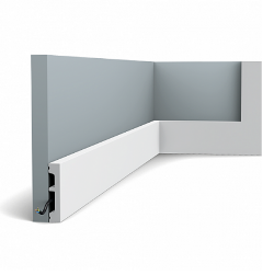 Плинтус из дюрополимера с кабель-каналом SX157 Orac Axxent Бельгия цвет: Белый