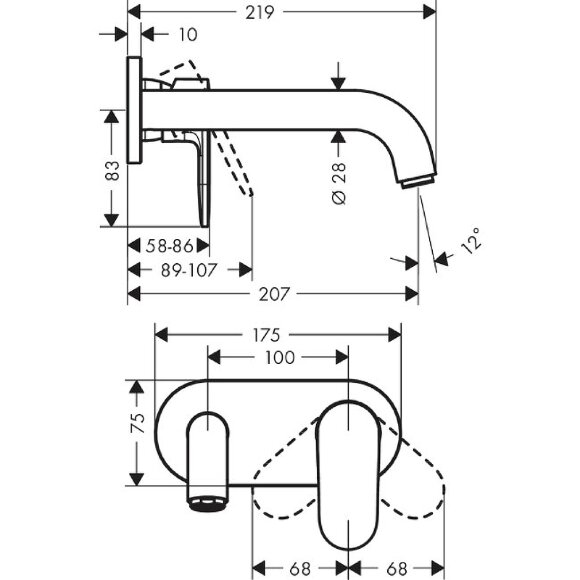 Смеситель для раковины, 71578670 Vernis Hansgrohe, цвет: shape черный матовый Смеситель для раковины, 71578670 Vernis Hansgrohe, цвет: shape черный матовый