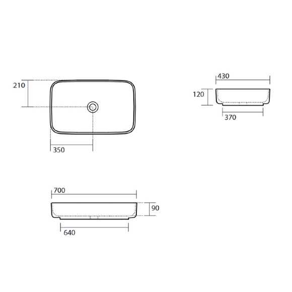 Раковина 70х43 см, без отв., накладная Kerasan Tribeca 460201 цвет: белый Раковина 70х43 см, без отв., накладная Kerasan Tribeca 460201 цвет: белый