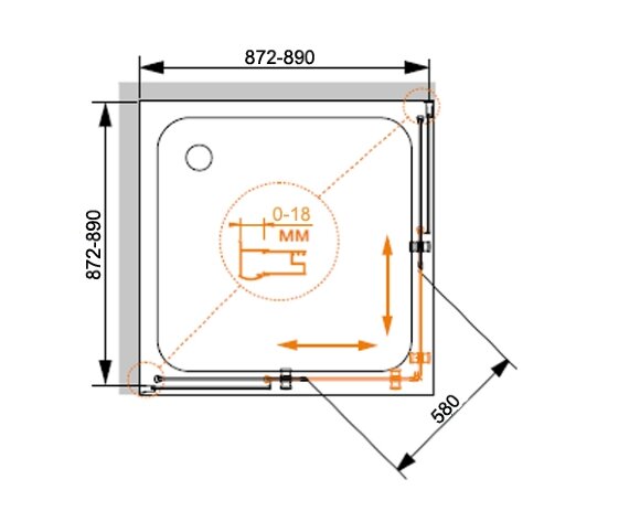 Душевой уголок PRATICO Хром Cezares - PRATICO-A-2-90-C-Cr