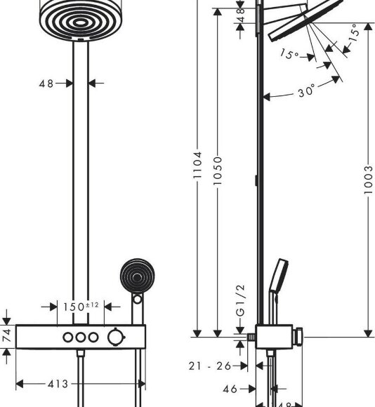 Hansgrohe душевая система с термостатом, Pulsify S, глянцевый хром арт. 24240000 Hansgrohe душевая система с термостатом, Pulsify S, глянцевый хром арт. 24240000