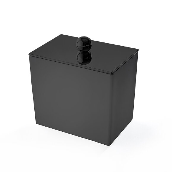 3SC Баночка универсальная, 10х10х7 см, с крышкой, настольная, композит Solid Surface,  Mood цвет: черный арт. MN48ANO