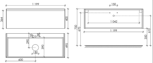 Тумба подвесная SANCOS Stone из керамогранита с одним выдвижным ящиком и столешницей из керамогранита 1200х400х495, керамогранит Nero Marquina, арт. ST120NM Тумба подвесная SANCOS Stone из керамогранита с одним выдвижным ящиком и столешницей из керамогранита 1200х400х495, керамогранит Nero Marquina, арт. ST120NM