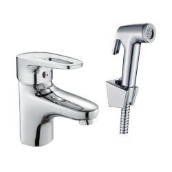 Смеситель для раковины с гигиеническим душем хром, Haiba - HB1268