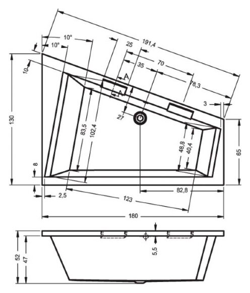 Акриловая ванна DOPPIO L 180x130 RIHO арт. BA91 (BA9100500000000)