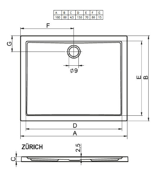 Акриловый душевой поддон Riho Zurich 268 160x80 белый DA8200500000000