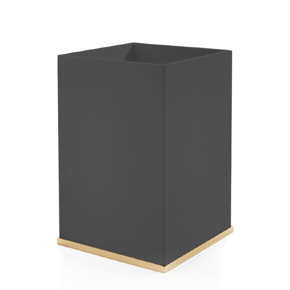 3SC Ведро, без крышки, 20х30х20 см, композит Solid Surface,  Mood Deluxe Black цвет: золото арт. MDN65AGD