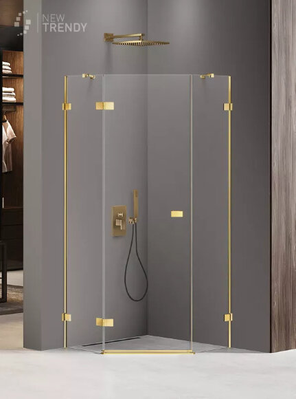Душевое ограждение L 90x90x200 Avexa gold New Trendy золото арт. EXK-3842