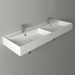 Двойная раковина с 2 отв. Наклад./Подвес.-141*46см, AGILE Simas, керамика,белая арт. AG141D bi*2 Двойная раковина с 2 отв. Наклад./Подвес.-141*46см, AGILE Simas, керамика,белая арт. AG141D bi*2