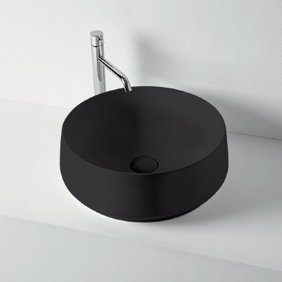 Раковина D43х16см, накладная, без отв. KERASAN F10, 460431 цвет: черный матовый