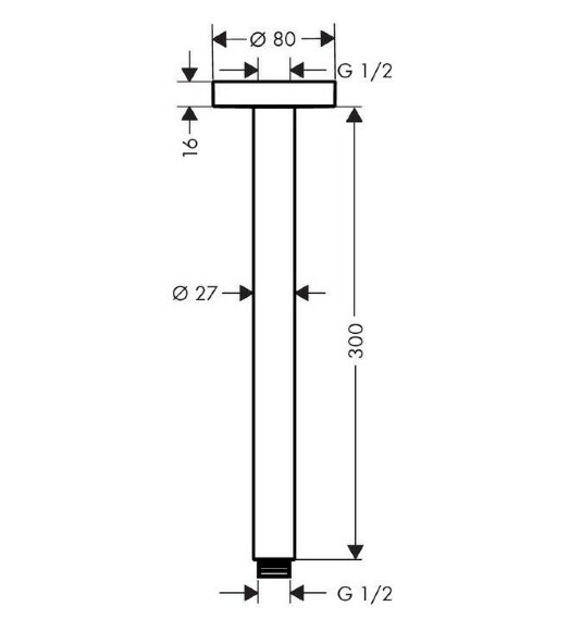Hansgrohe душевой кронштейн S потолочный 300 мм, Rainfinity, матовый черный арт. 27389670