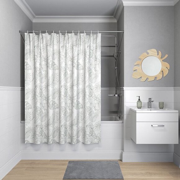 Шторка для ванны Iddis 200x240 белая зеленая арт. B48P218i11