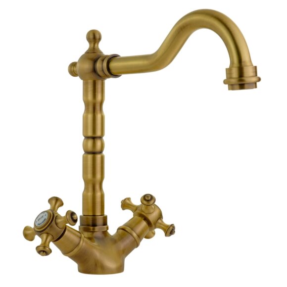 Смеситель для раковины излив "змейка", донный клапан "click-clack", Migliore Prestige, бронза арт. 31615