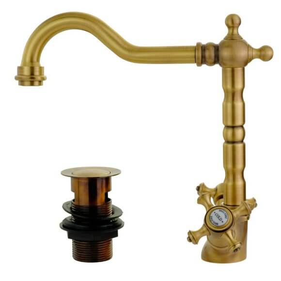 Смеситель для раковины излив "змейка", донный клапан "click-clack", Migliore Prestige, бронза арт. 31615
